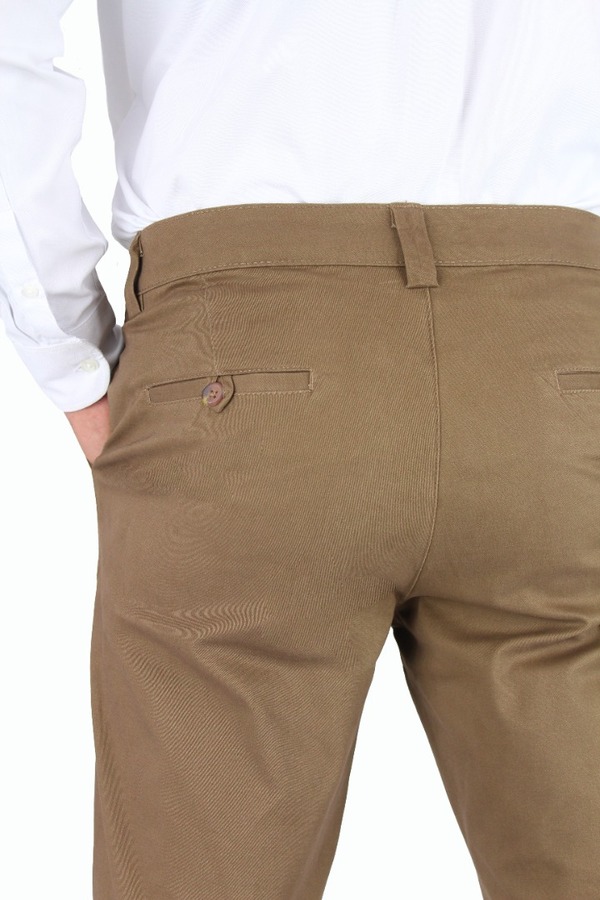 Pantalón Color Camel De Algodón Slim Fit Stretch Para Hombre